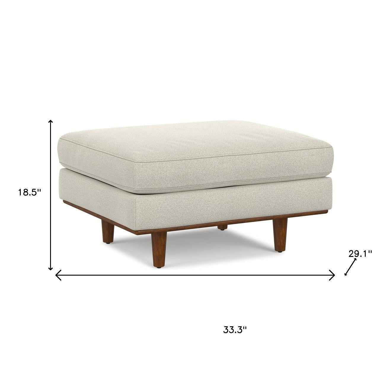 33" Cream and Brown Fabric Cocktail Ottoman