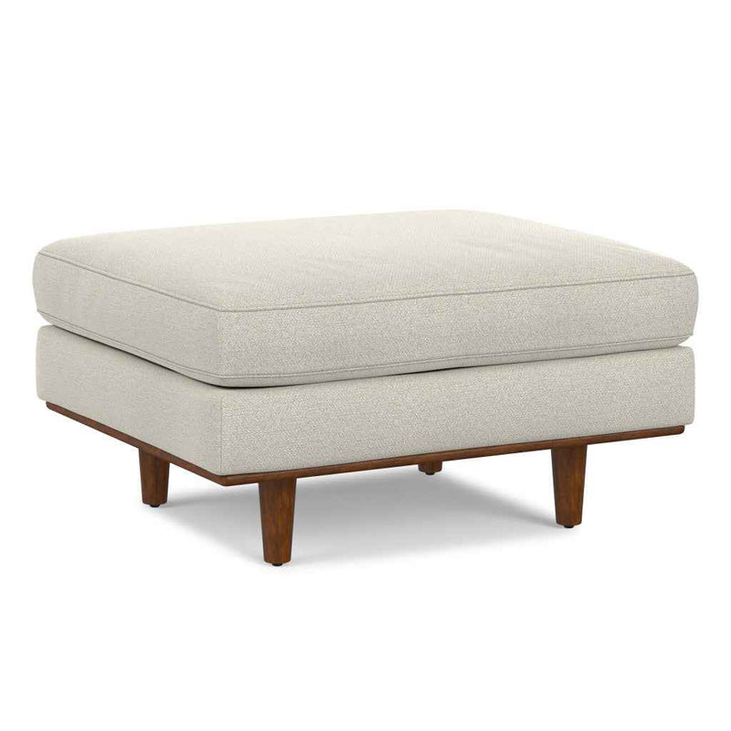 33" Cream and Brown Fabric Cocktail Ottoman