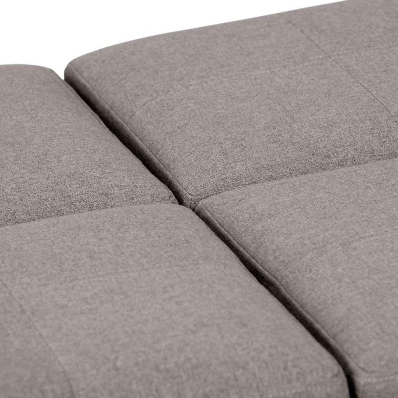 35" Gray and Dark Brown Fabric Cocktail Ottoman With Storage