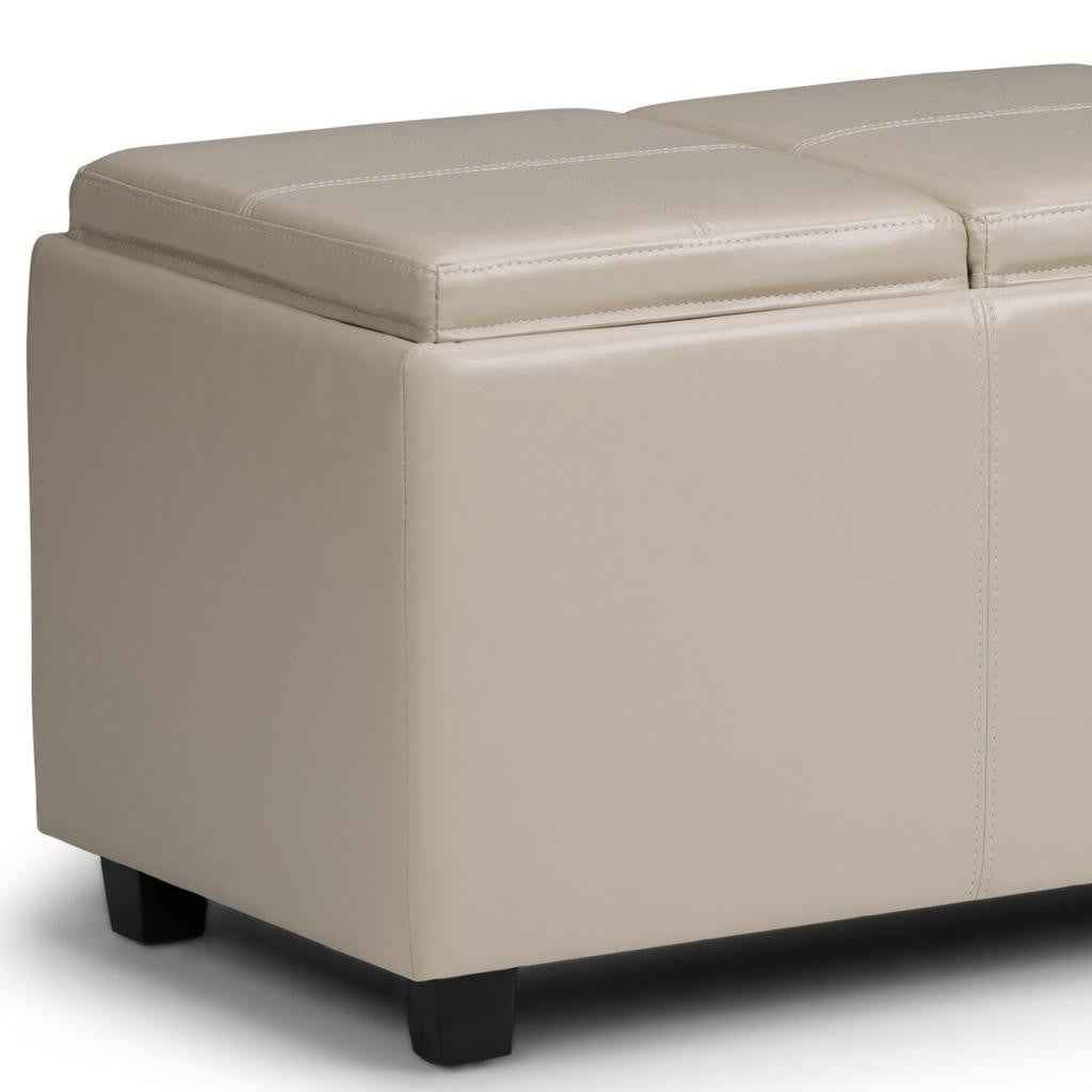 42" Dark Brown and Cream Upholstery Storage Ottoman