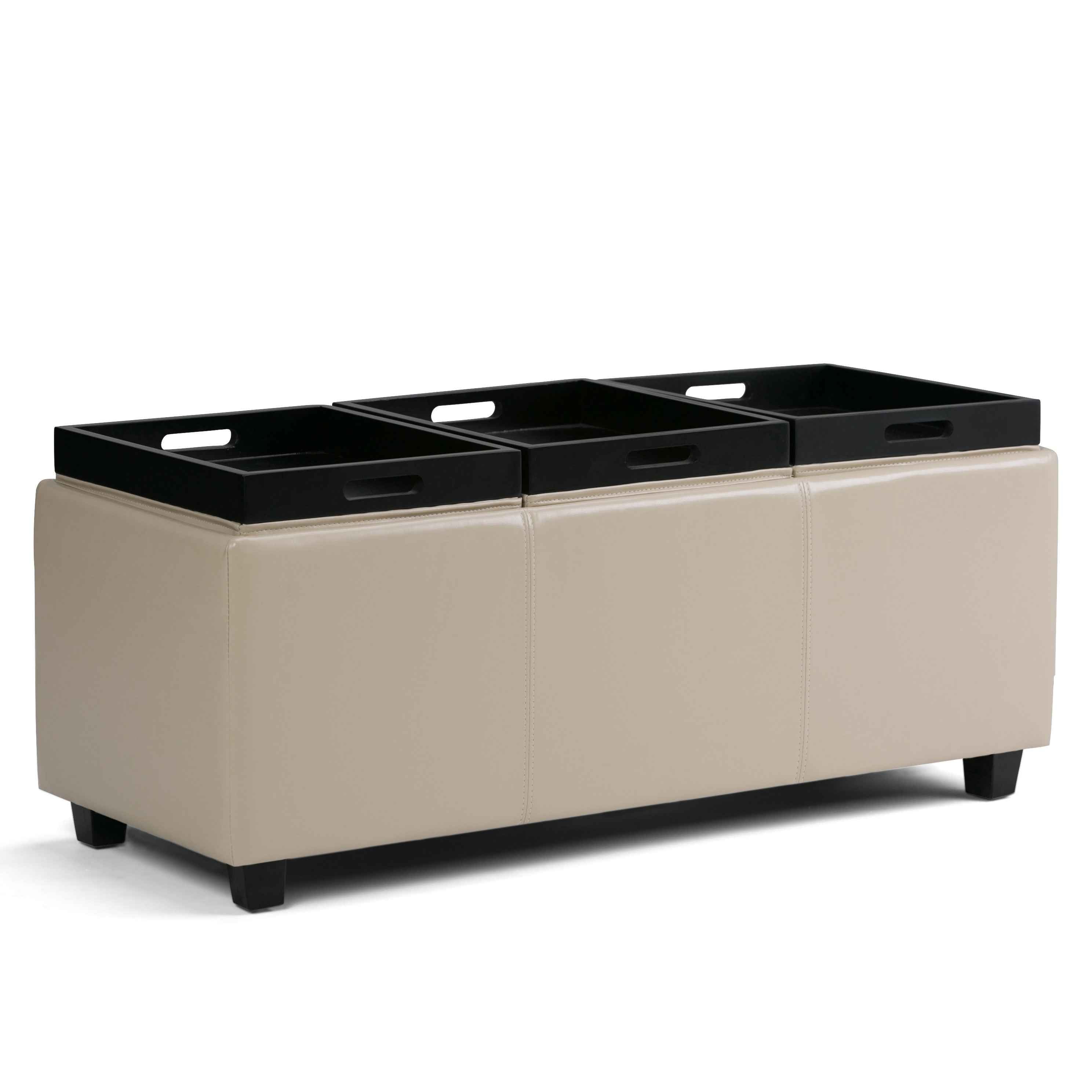 42" Dark Brown and Cream Upholstery Storage Ottoman