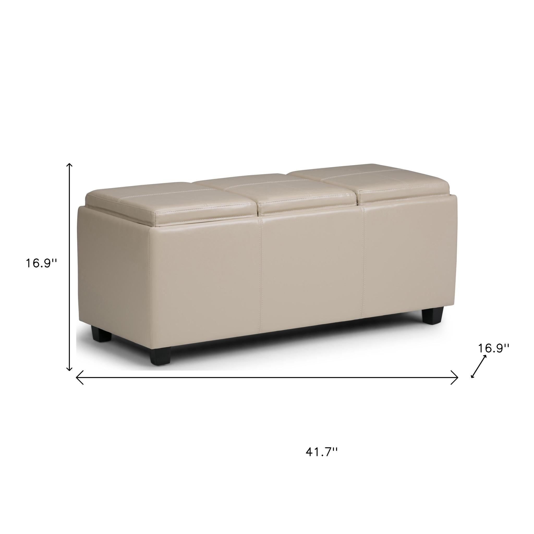 42" Dark Brown and Cream Upholstery Storage Ottoman - GreatEagleInc