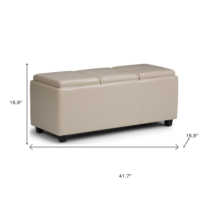 42" Dark Brown and Cream Upholstery Storage Ottoman - GreatEagleInc