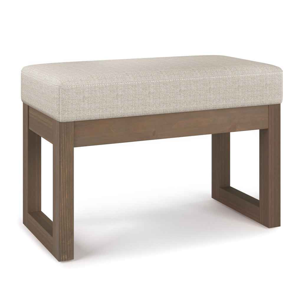 27" Platinum and Brown Fabric Footstool