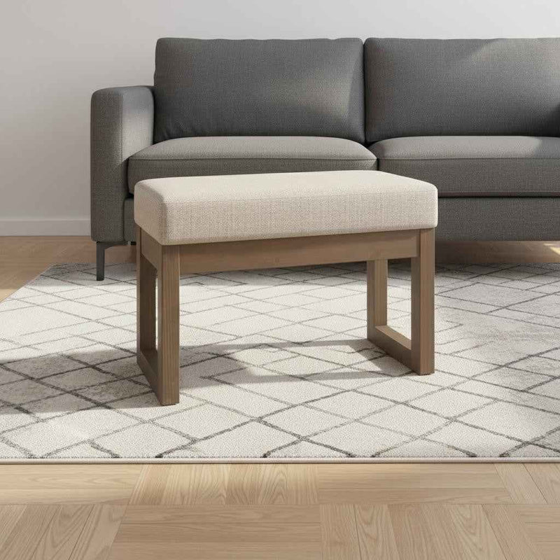 27" Platinum and Brown Fabric Footstool