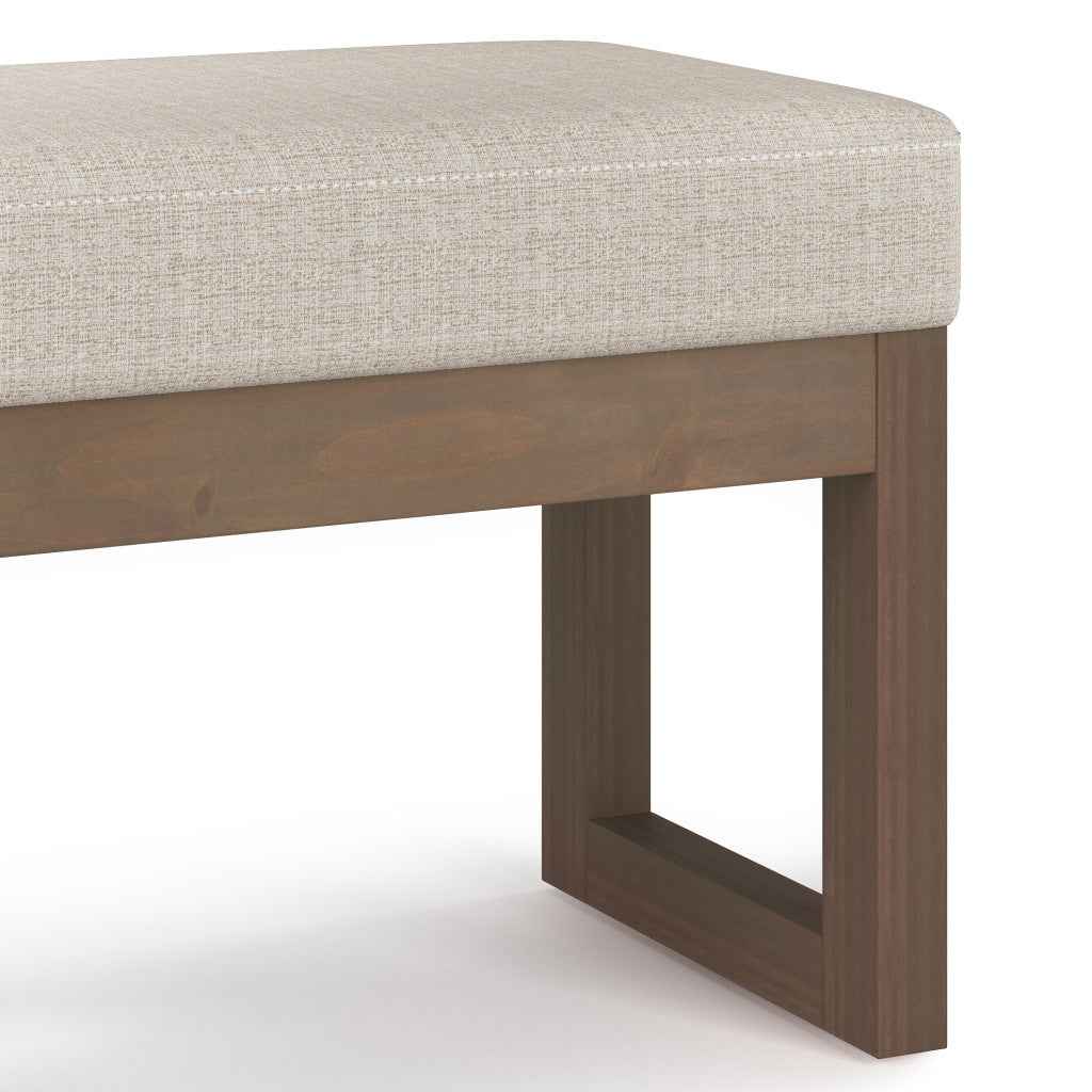 27" Platinum and Brown Fabric Footstool