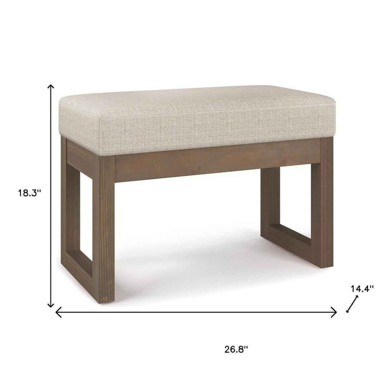27" Platinum and Brown Fabric Footstool