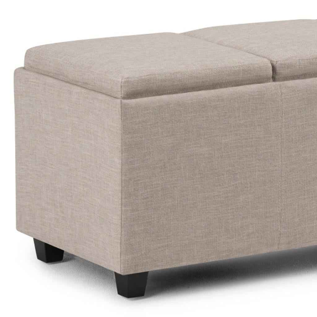 42" Dark Brown and Natural Upholstery Storage Ottoman