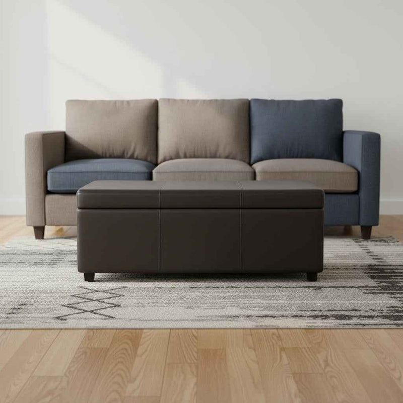 44" Dark Brown and Brown Upholstery Storage Ottoman