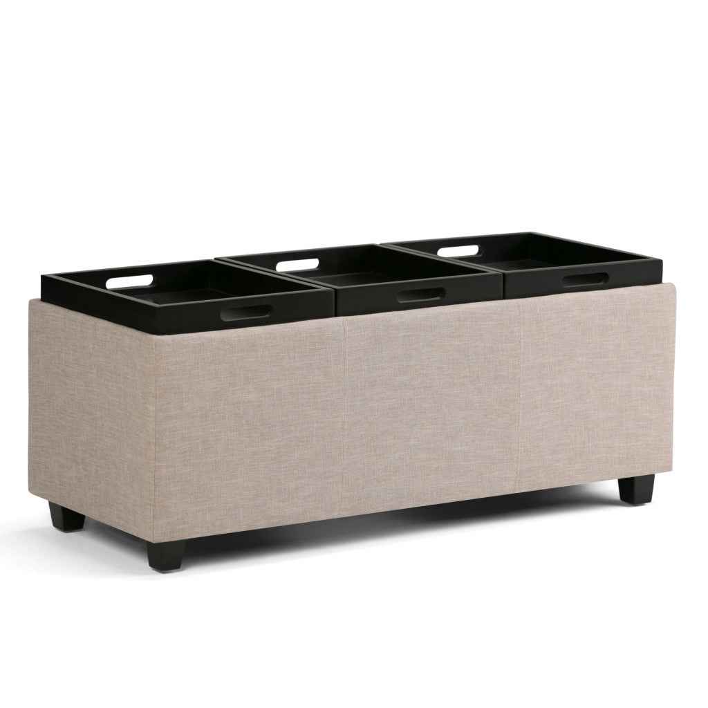 42" Dark Brown and Natural Upholstery Storage Ottoman