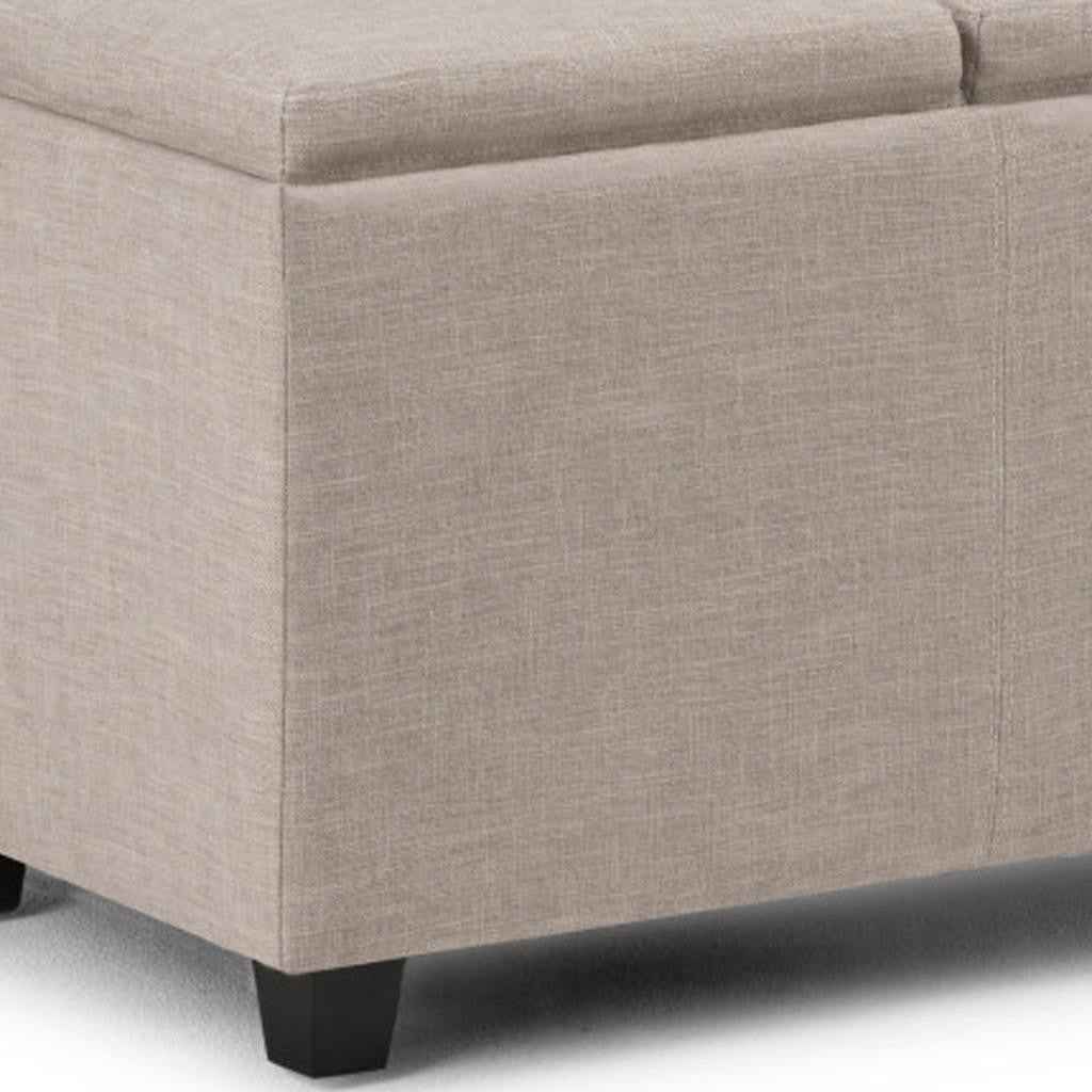42" Dark Brown and Natural Upholstery Storage Ottoman