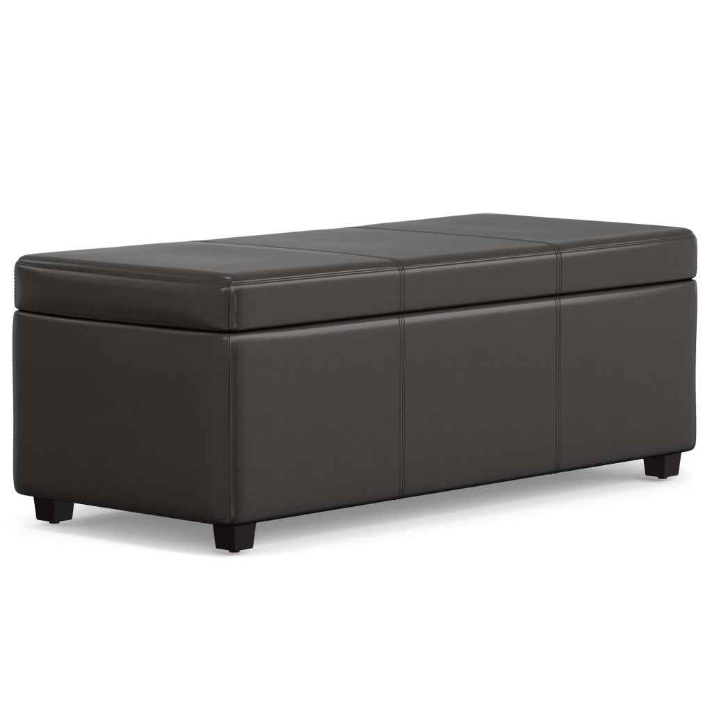 44" Dark Brown and Brown Upholstery Storage Ottoman