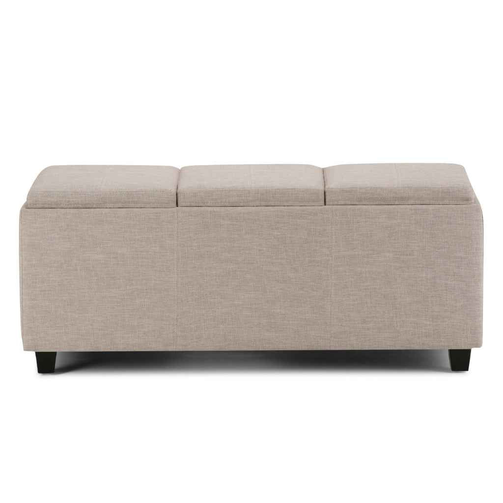 42" Dark Brown and Natural Upholstery Storage Ottoman