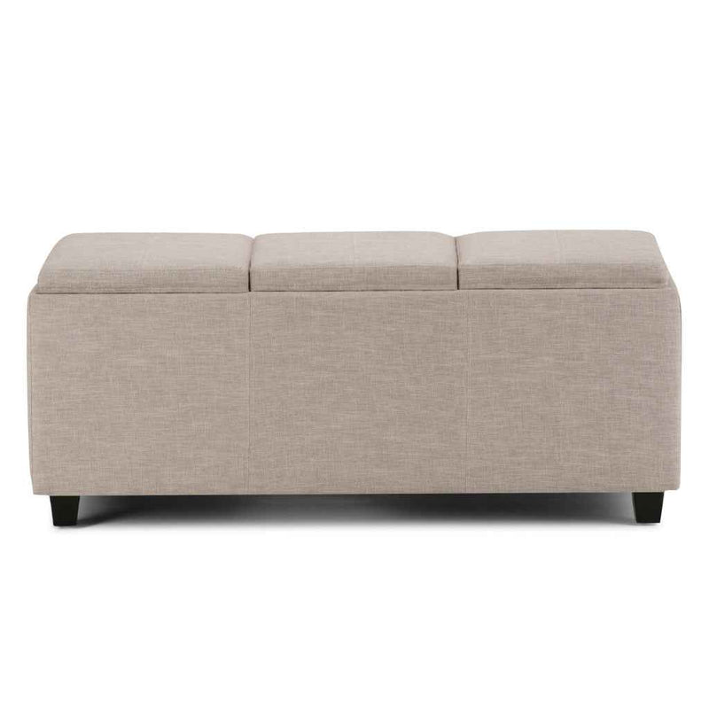 42" Dark Brown and Natural Upholstery Storage Ottoman