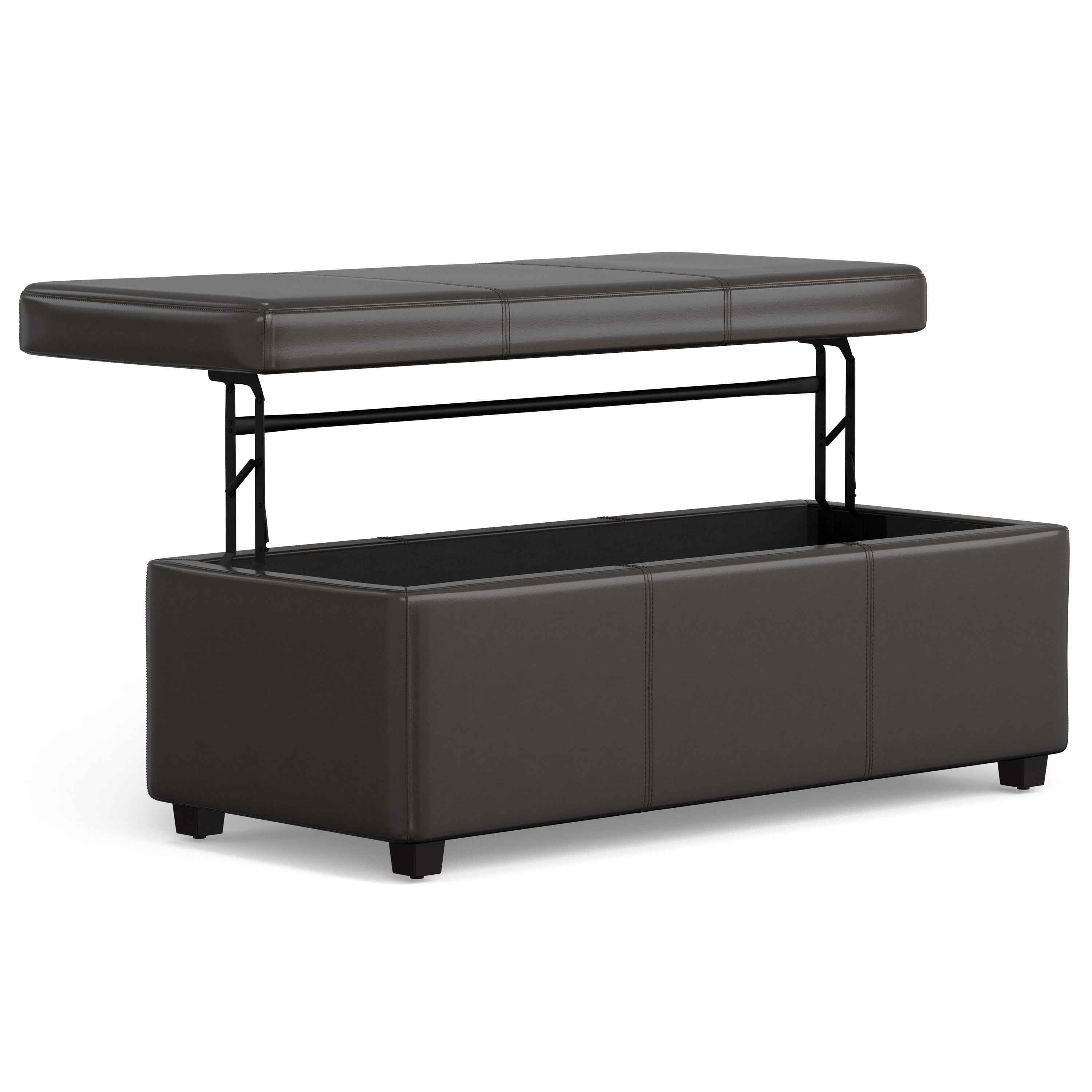 44" Dark Brown and Brown Upholstery Storage Ottoman