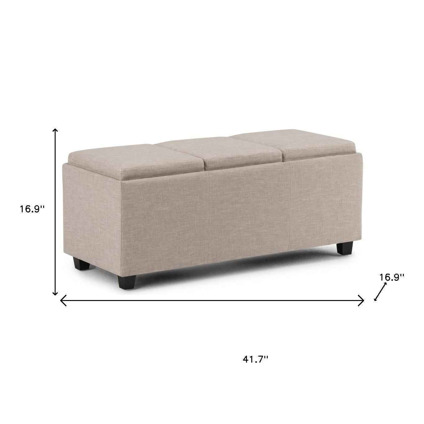 42" Dark Brown and Natural Upholstery Storage Ottoman