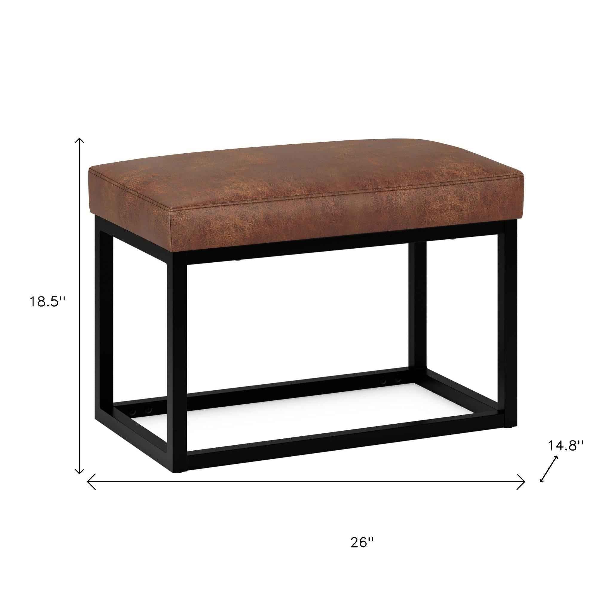 26" Brown and Black Leather Ottoman