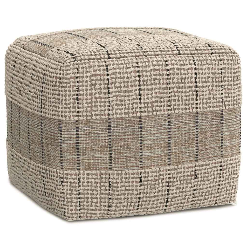 18" Gray Jute Pouf Ottoman