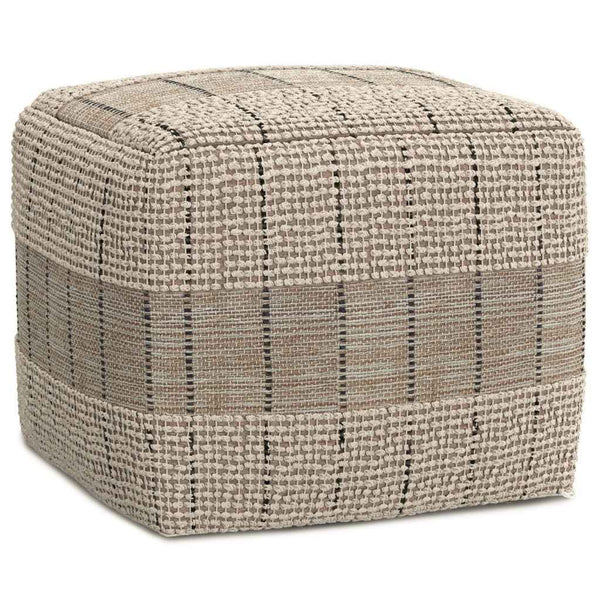 18" Gray Jute Pouf Ottoman