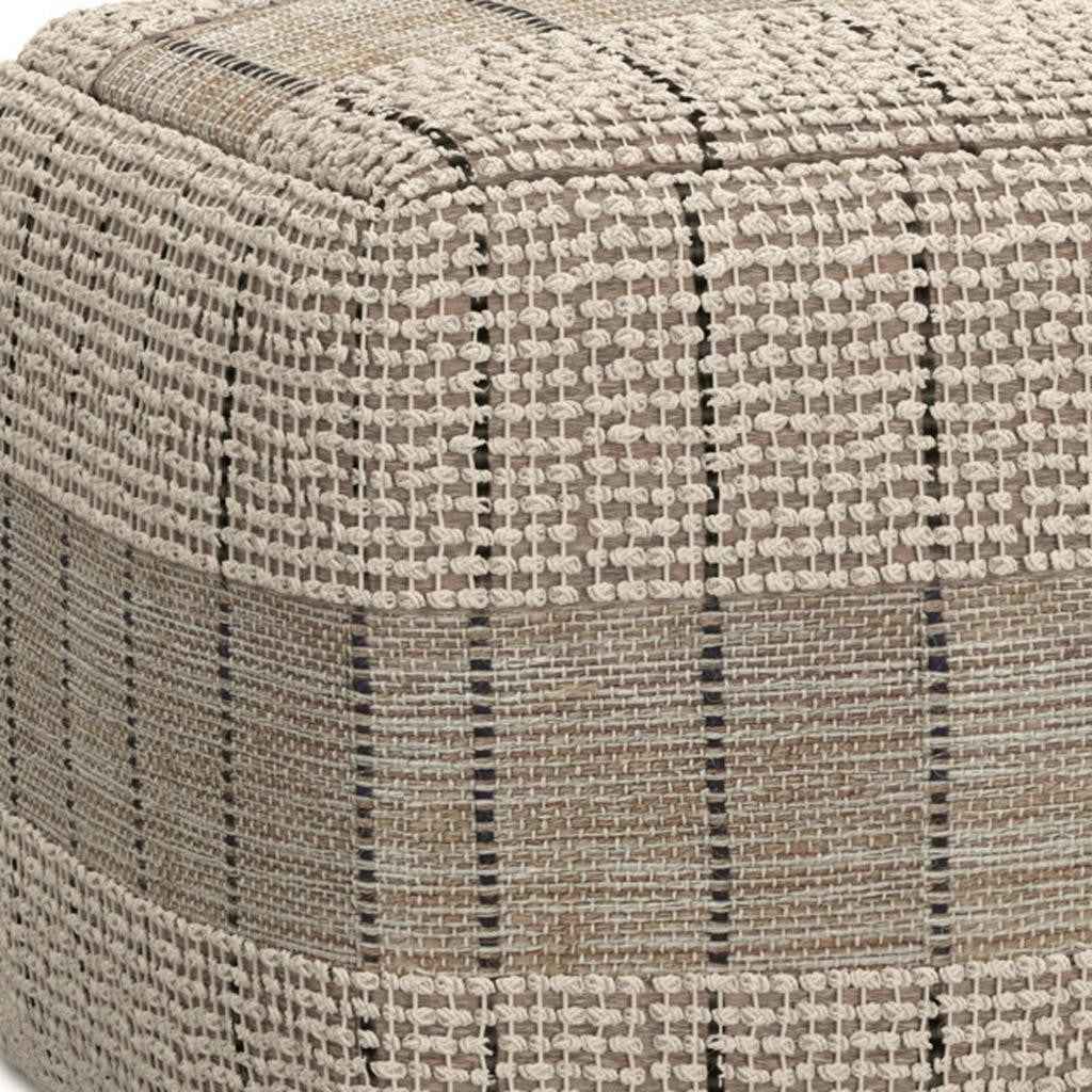 18" Gray Jute Pouf Ottoman