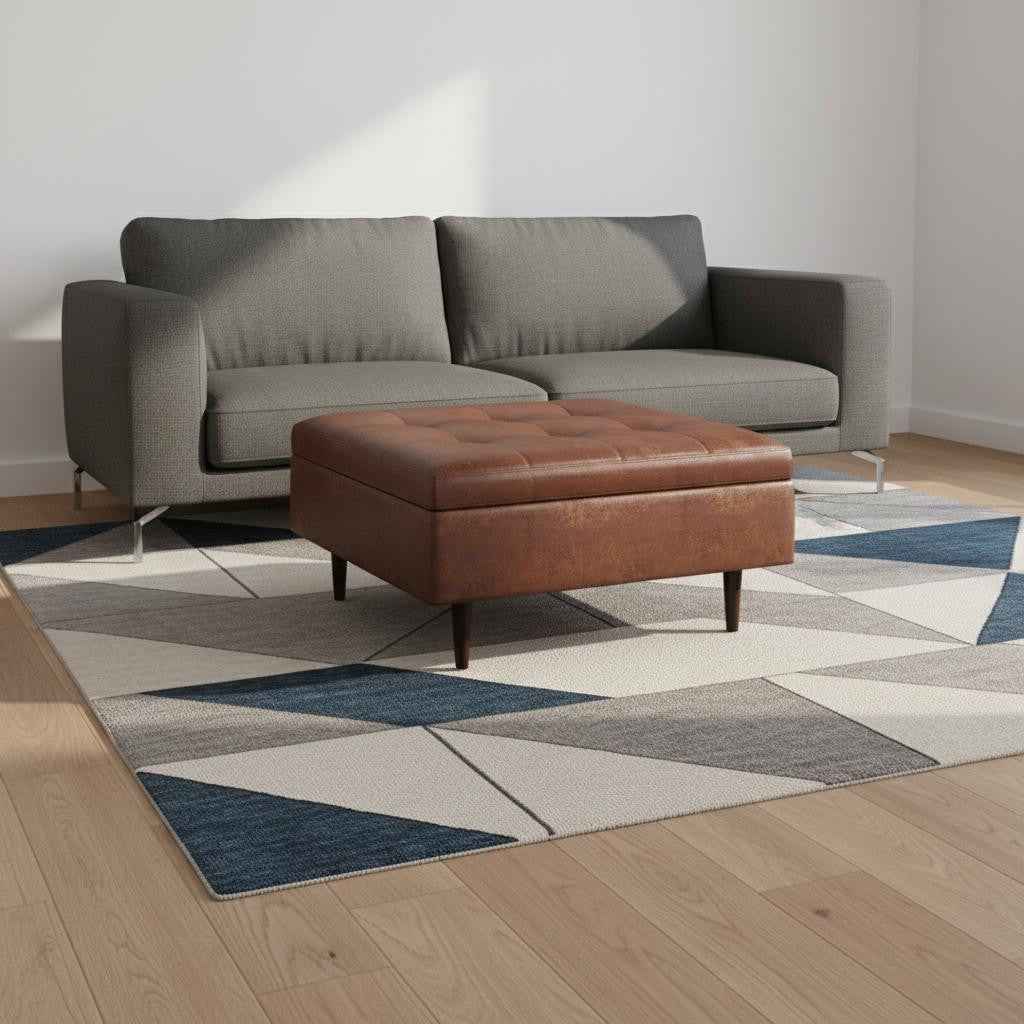 38" Brown Upholstery Storage Ottoman