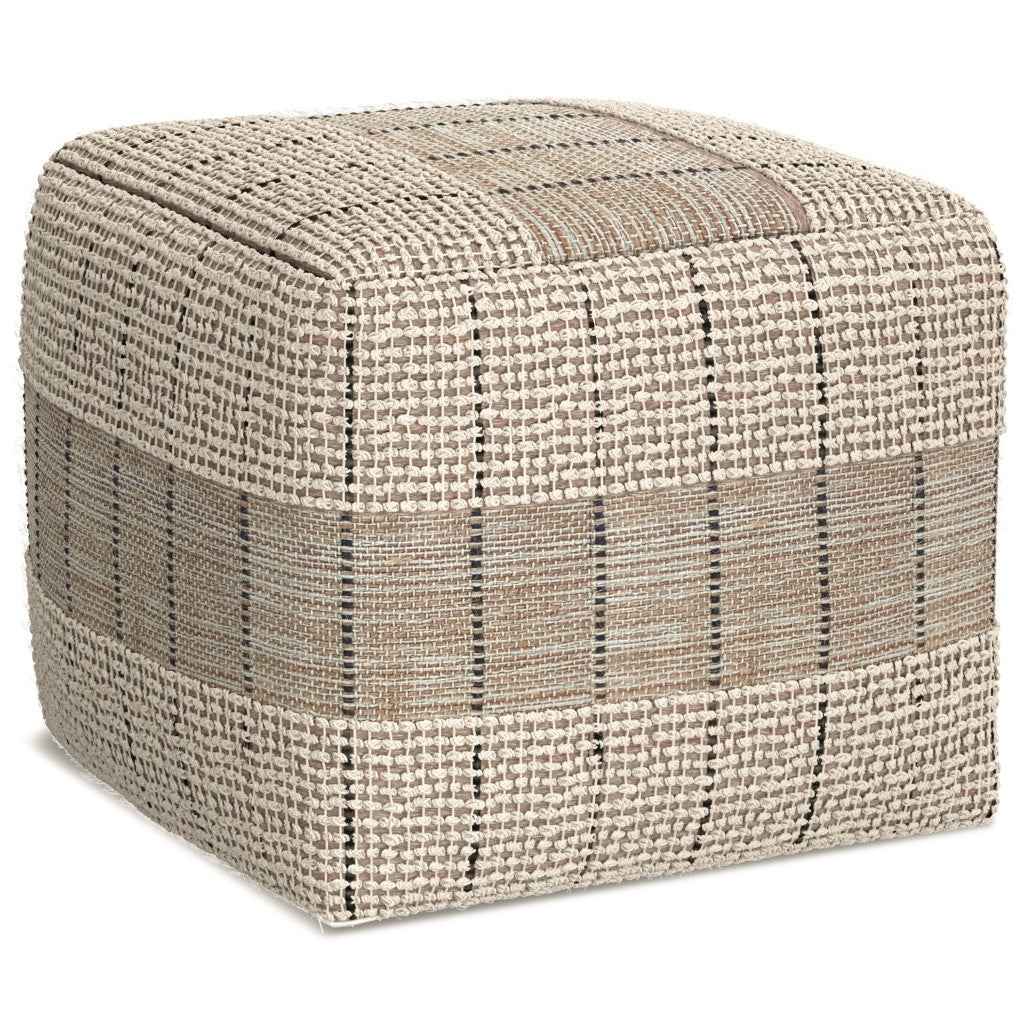 18" Gray Jute Pouf Ottoman