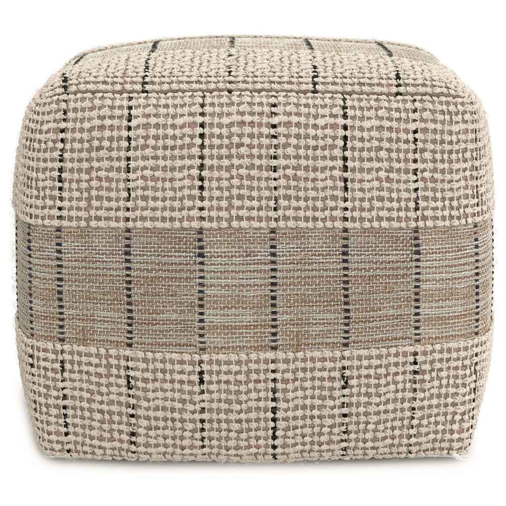 18" Gray Jute Pouf Ottoman