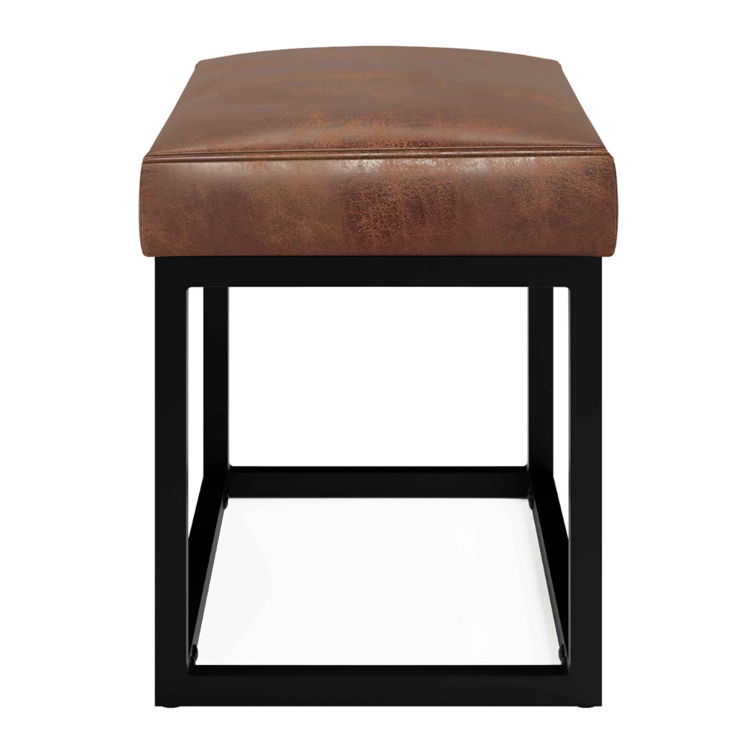 26" Brown and Black Leather Ottoman