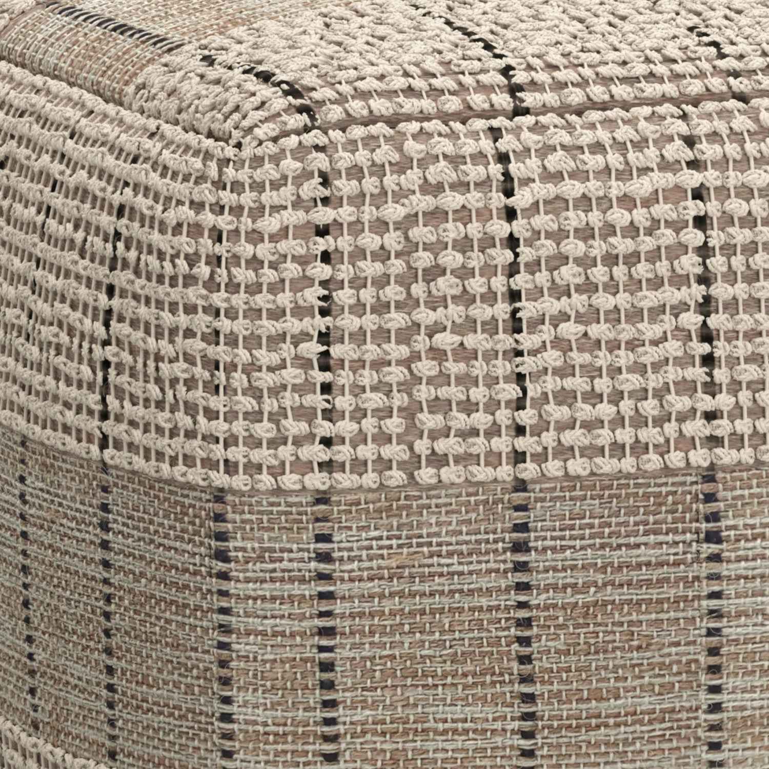 18" Gray Jute Pouf Ottoman