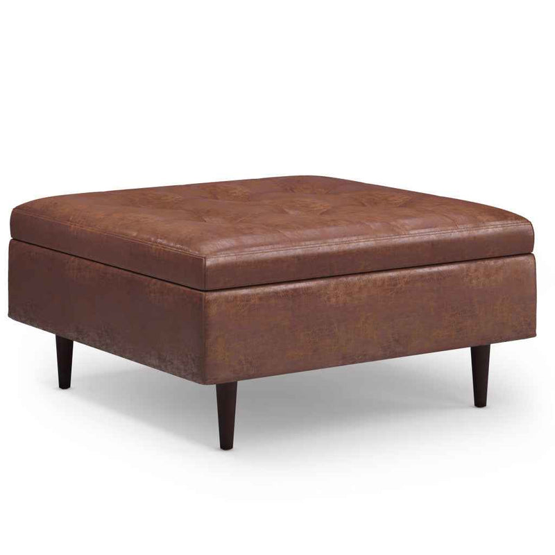 38" Brown Upholstery Storage Ottoman
