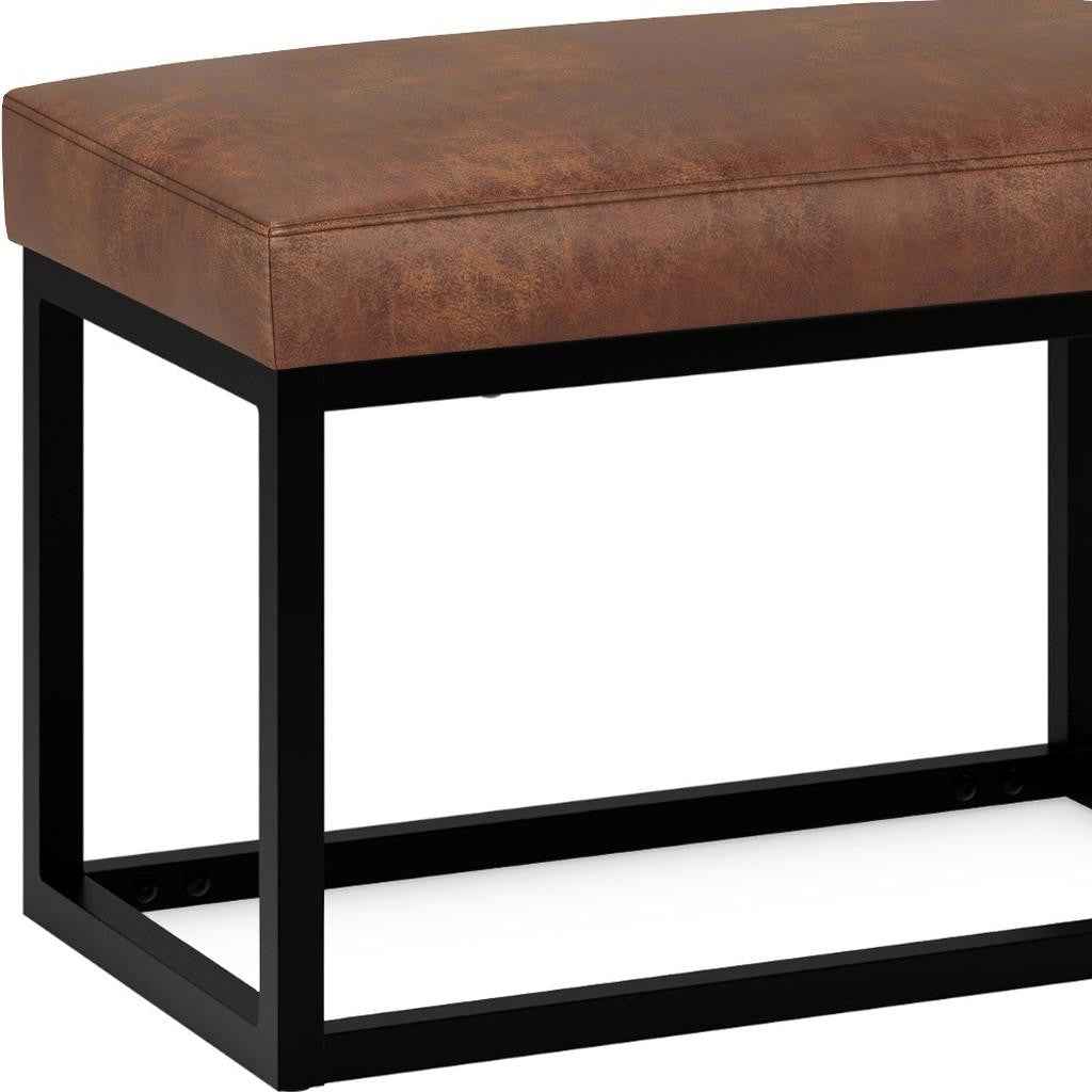 26" Brown and Black Leather Ottoman