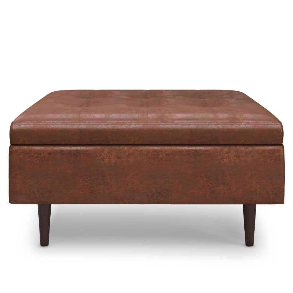 38" Brown Upholstery Storage Ottoman