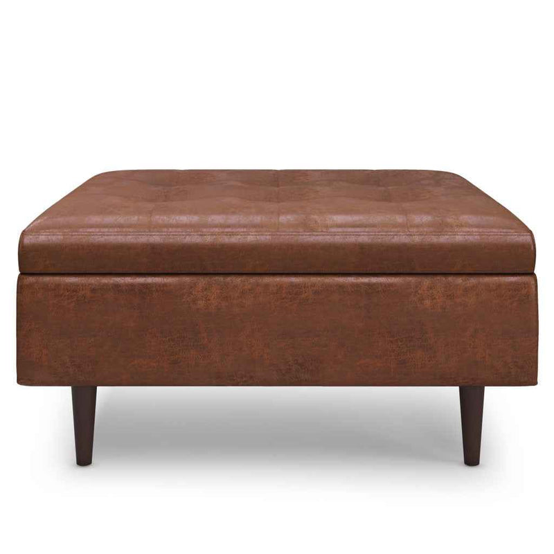 38" Brown Upholstery Storage Ottoman