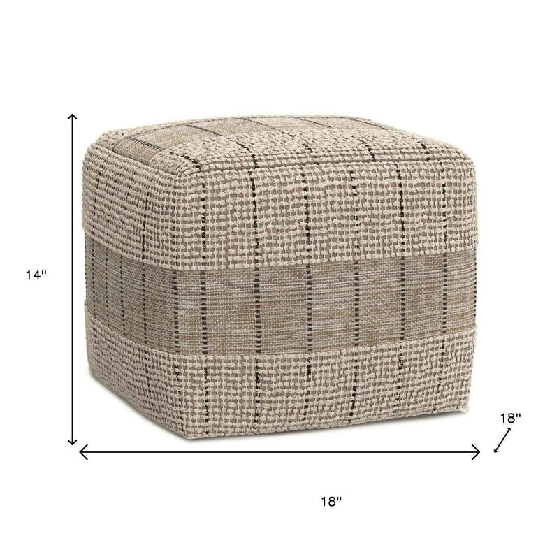18" Gray Jute Pouf Ottoman