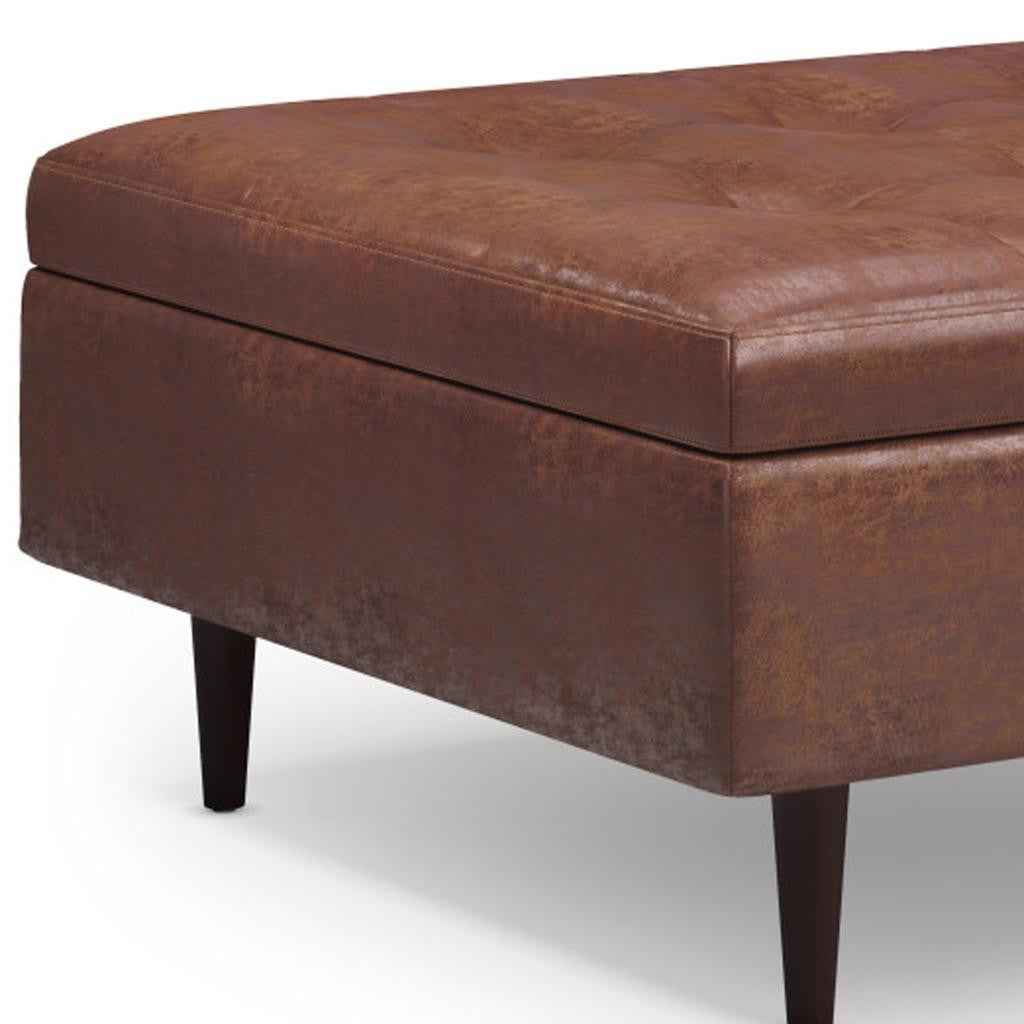 38" Brown Upholstery Storage Ottoman