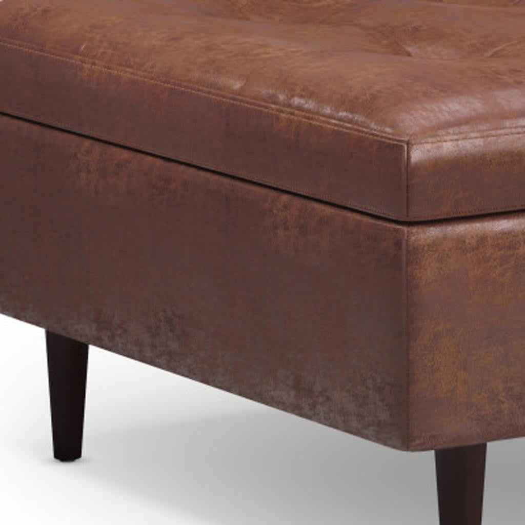 38" Brown Upholstery Storage Ottoman