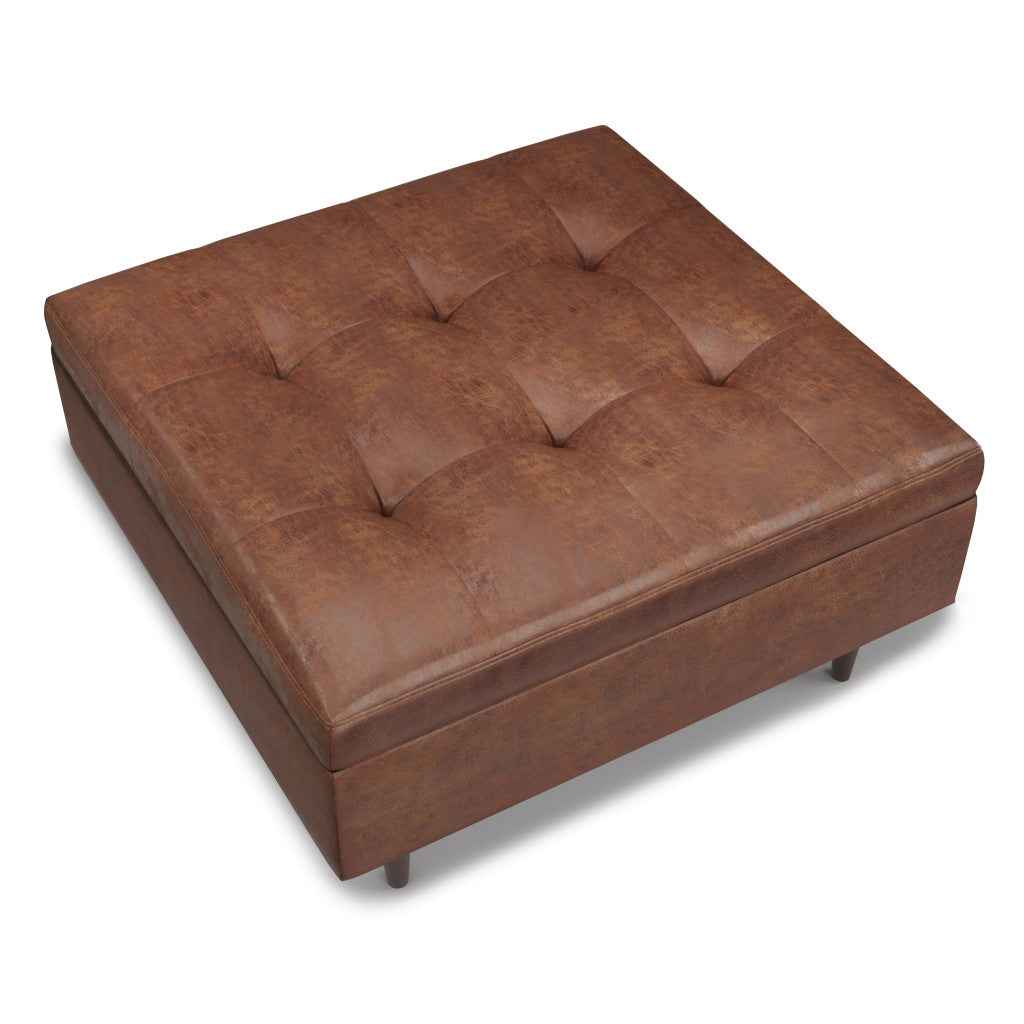 38" Brown Upholstery Storage Ottoman
