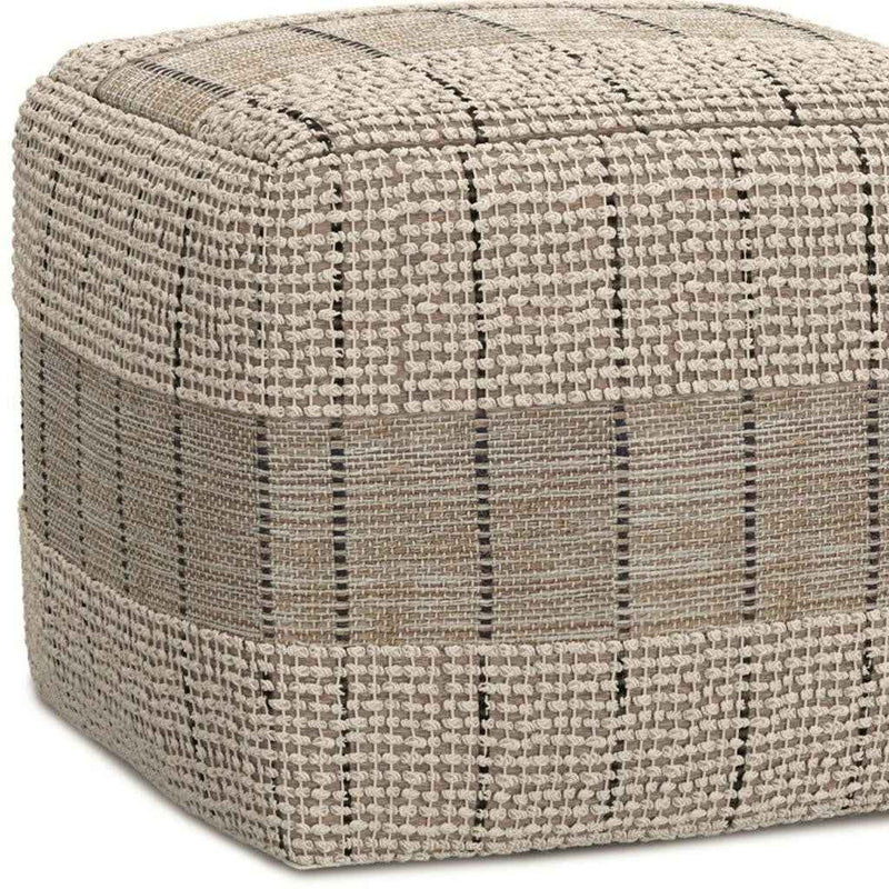 18" Gray Jute Pouf Ottoman