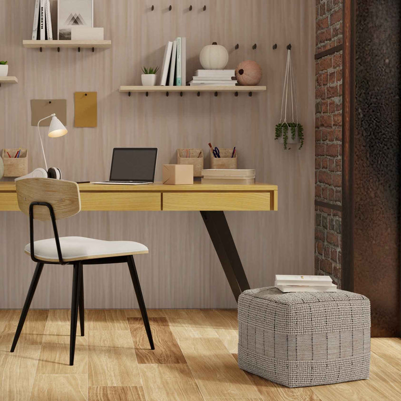 18" Gray Jute Pouf Ottoman