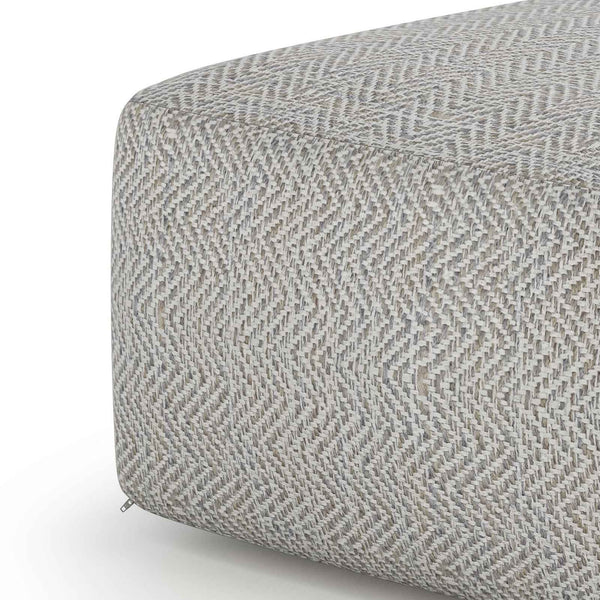 20" Gray Cotton Pouf Ottoman
