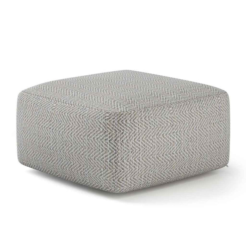 20" Gray Cotton Pouf Ottoman