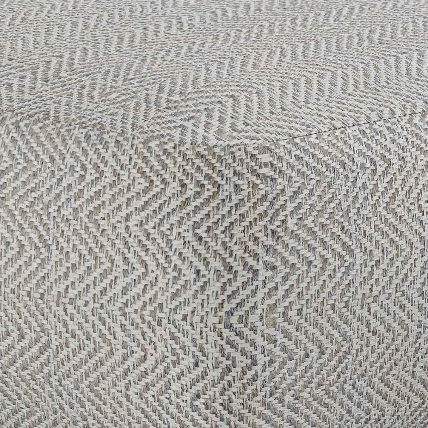 20" Gray Cotton Pouf Ottoman