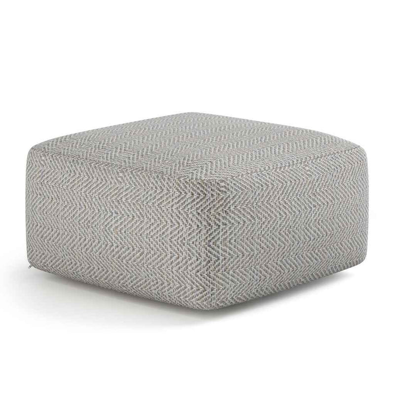 20" Gray Cotton Pouf Ottoman