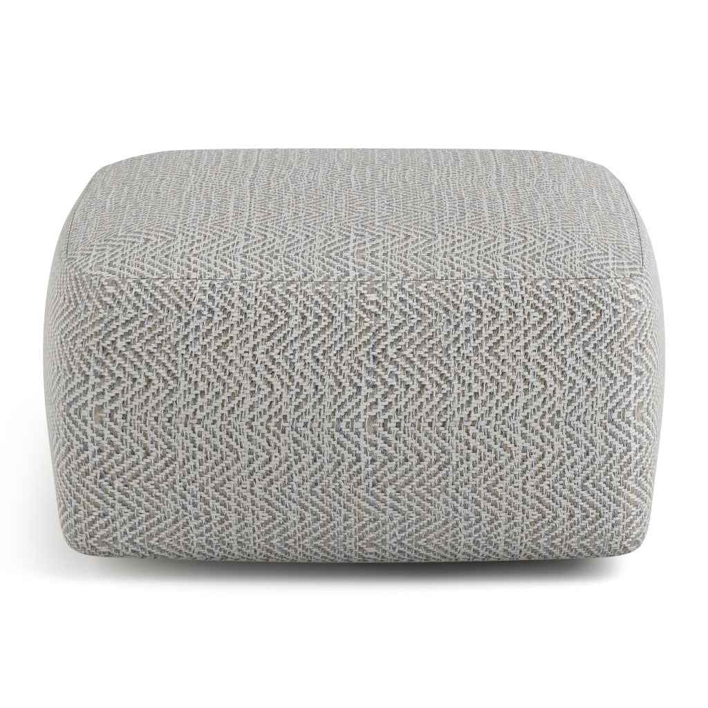 20" Gray Cotton Pouf Ottoman