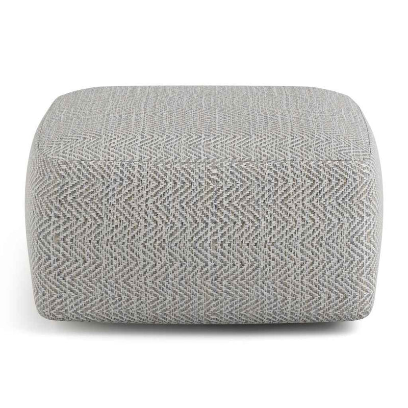 20" Gray Cotton Pouf Ottoman