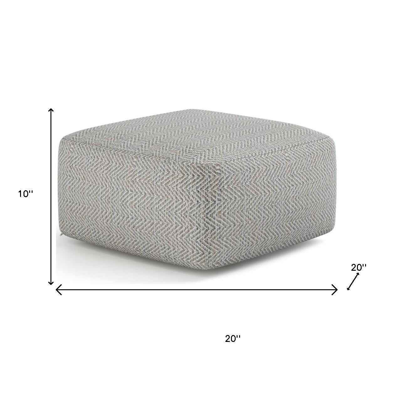 20" Gray Cotton Pouf Ottoman