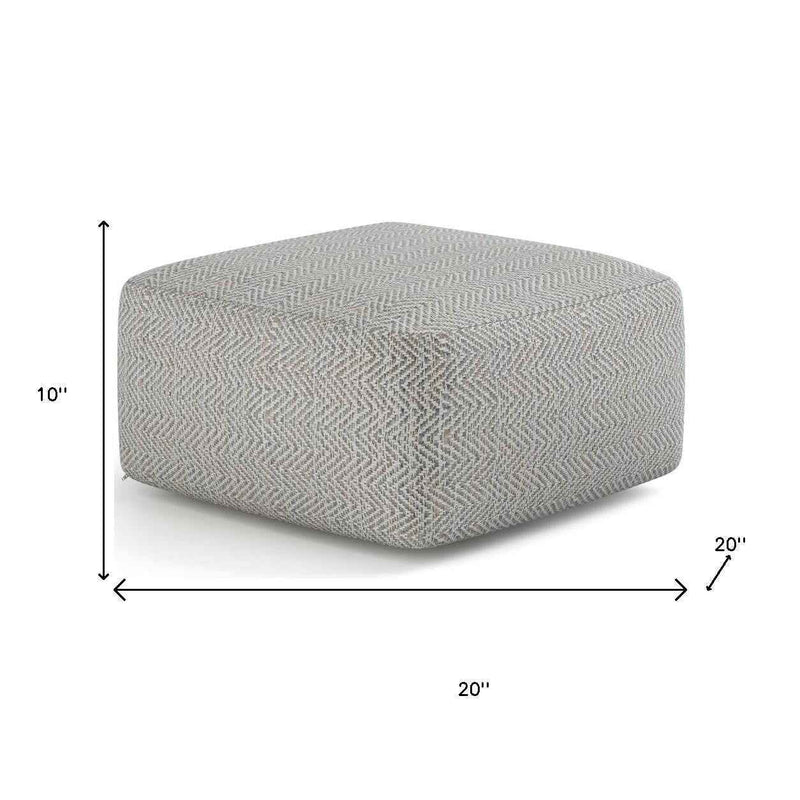 20" Gray Cotton Pouf Ottoman
