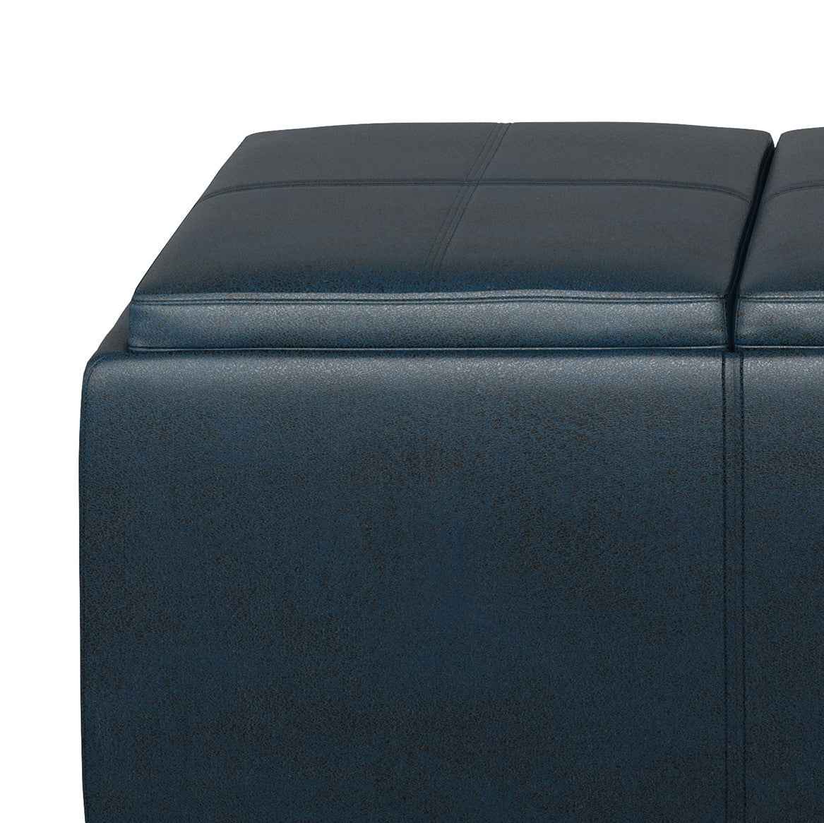 42" Dark Brown and Blue Upholstery Storage Ottoman