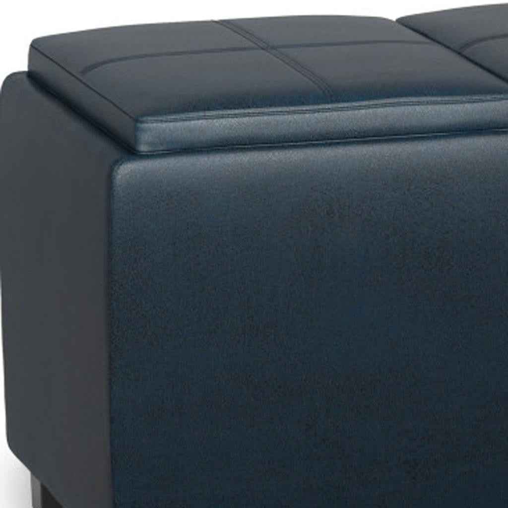 42" Dark Brown and Blue Upholstery Storage Ottoman