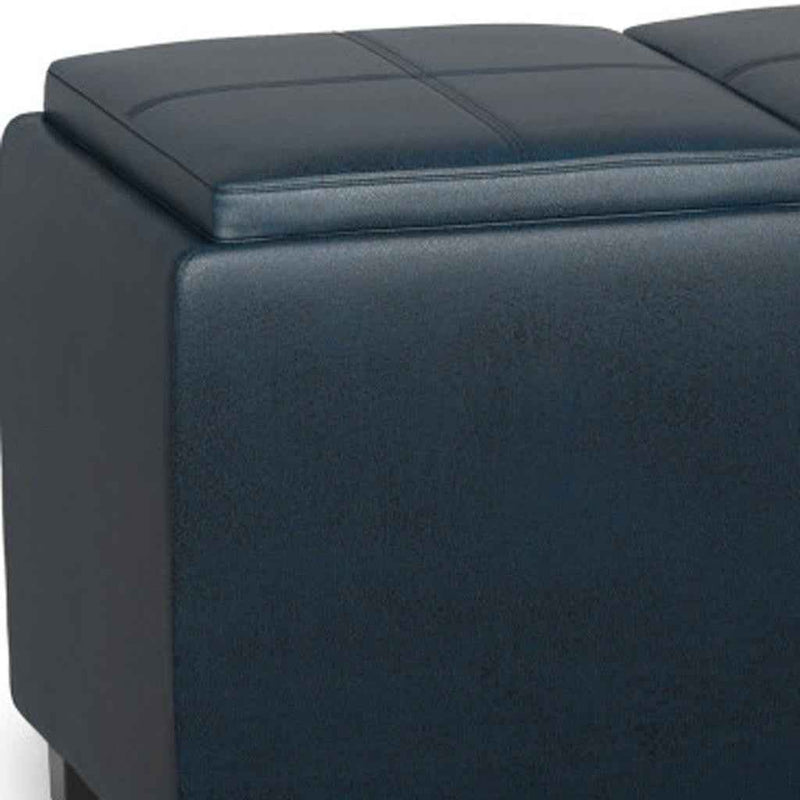 42" Dark Brown and Blue Upholstery Storage Ottoman